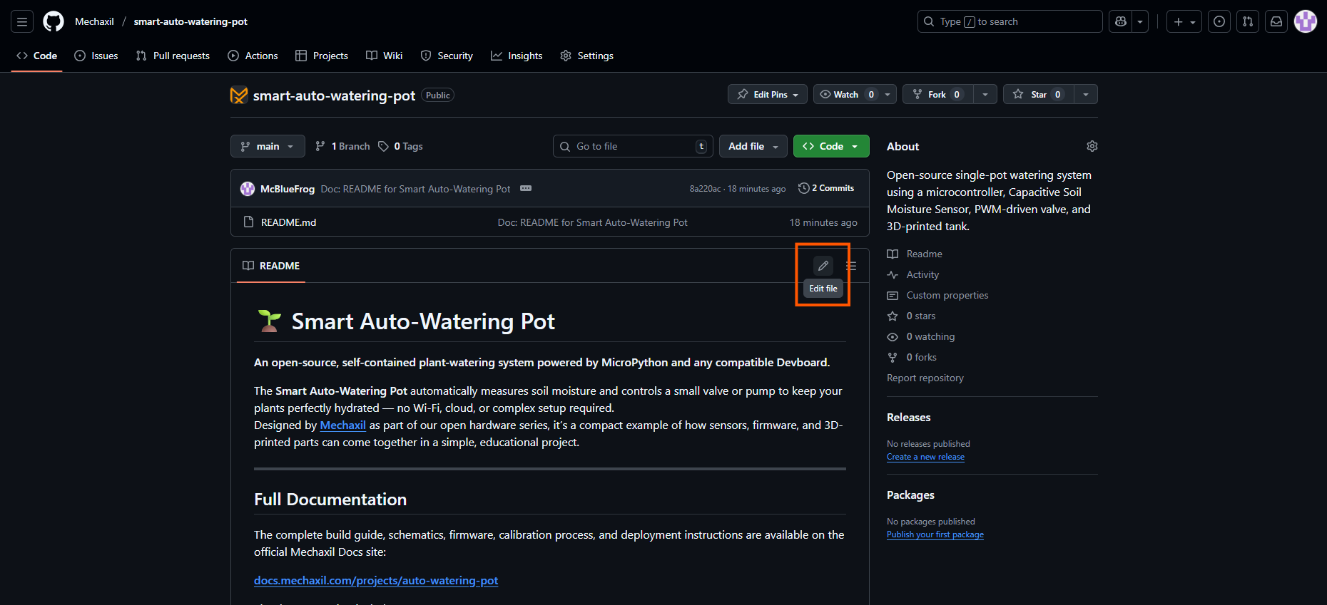 Editing file in github